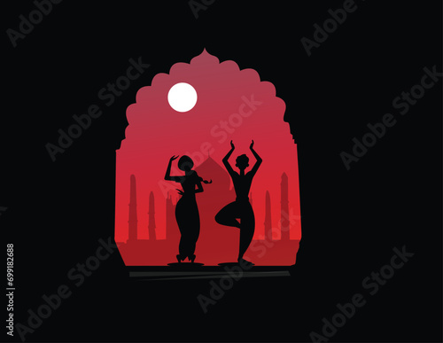 classical dance of female silhouettes