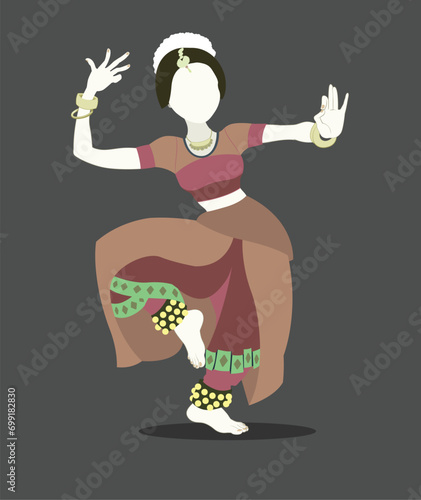 Indian women dancing vector isolated. Indian dancers vector silhouette. Indian cartoon dancers diferrent pose . Indian people dancing India, dance, show, party, movie, cinema, cartoon photo