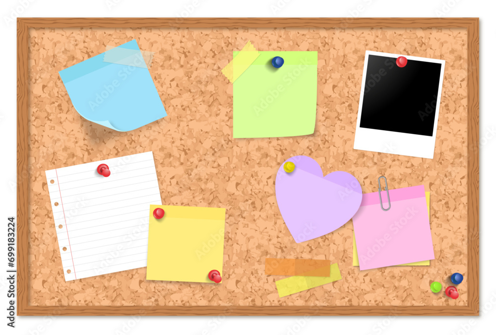 bulletin board cork board with post it notes paper pohoto polaroid clip and pins heart post it tape bulletin board cork board with post it notes paper pohoto polaroid clip and pins heart post it tape