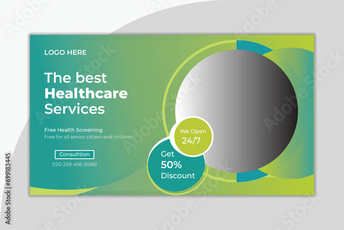 Vector medical healthcare you tube thumbnail and banner template