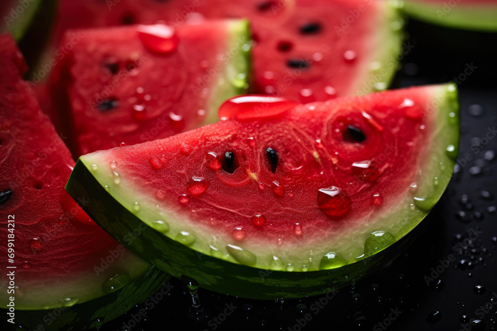 Close Look at Ripe Watermelon Slice Close Look at Ripe Watermelon Slice