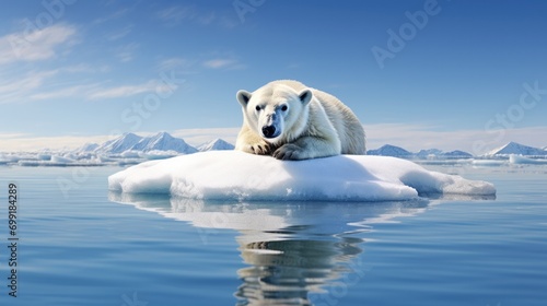 polar bear on a melting ice floe, symbolizing climate change effects generative ai