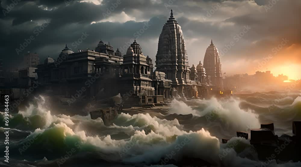 Great Flood Destroying Ancient Hindu City of Dwarka Great Flood Destroying Ancient Hindu City of Dwarka