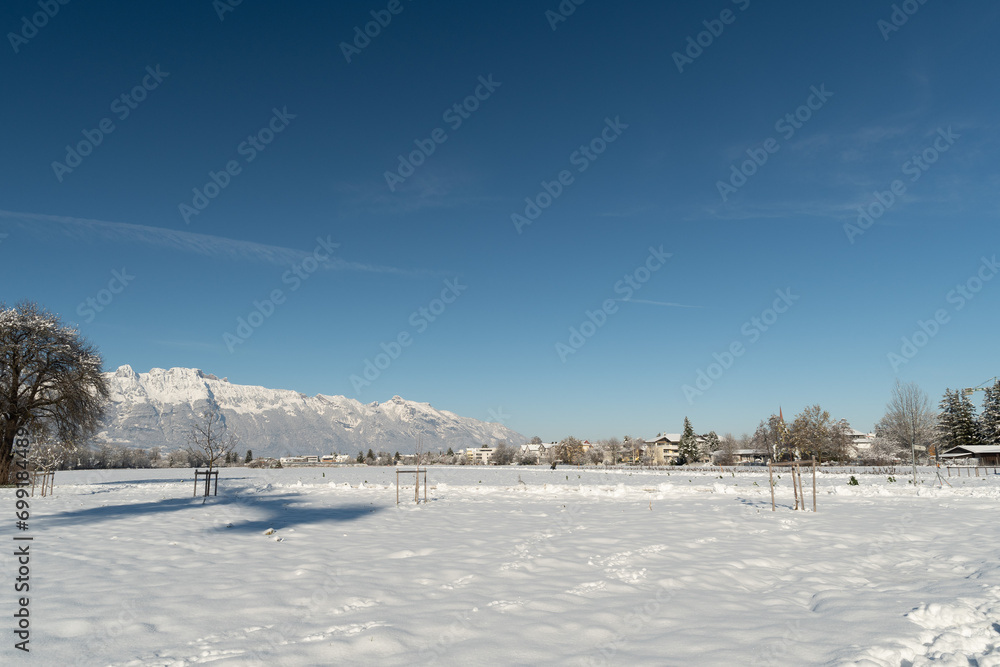 Incredible winter scenery in Vaduz in Liechtenstein