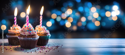 birthday cupcake with candles