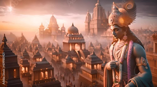 Ancient Hindu City of Dwarka in India Mythology photo