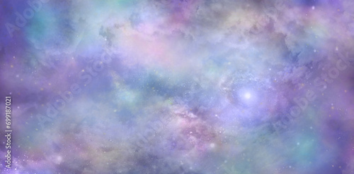 Beautiful colorful celestial cloudscape background banner - heavenly concept blue pink purple lilac ethereal deep space sky depicting the heavens above ideal for a spiritual theme
 photo