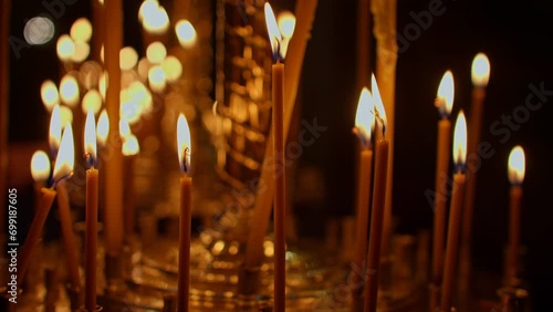 Religion fire candle church burn symbol background holiday night evening photo