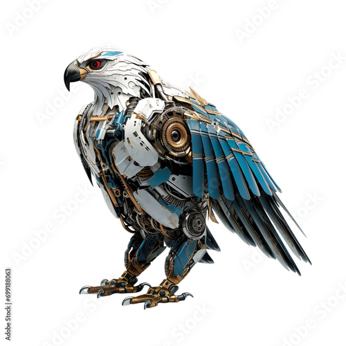 Robot Falcon isolated on transparent background. photo