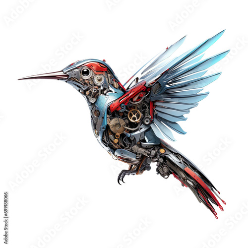 Robot Hummingbird isolated on transparent background.