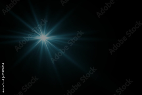 Shining star. Explosion light effect with glare. Magic star with sparkles and light. Lens flare. Flash with rays and spotlight. Futuristic light.