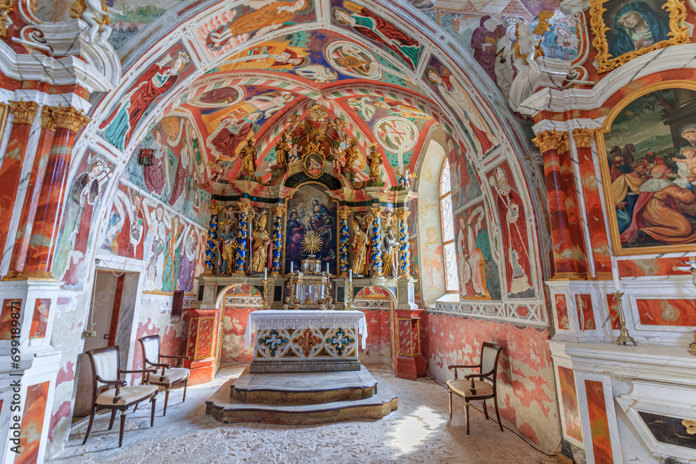 Altar of the Saint Jacob church, Ortisei. South Tyrol, Italy