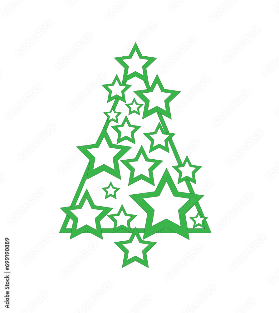 Fototapeta premium Vector illustration of Christmas tree in star style