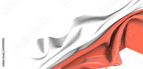 Flag of Poland on a White surface.