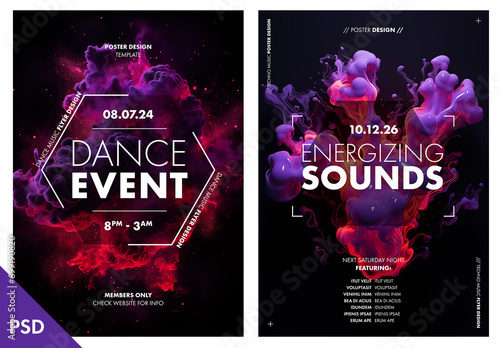 Dance party scene poster or flyer designs