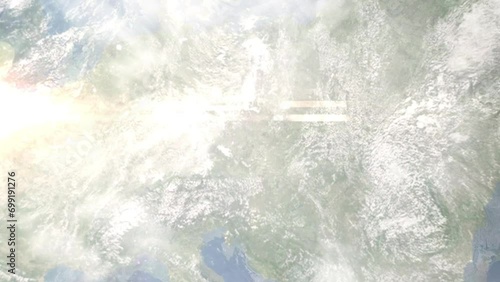 Zoom in from space and focus on Pelhrimov, Czech Republic. 3D Animation. Background for travel intro. Elements of this image furnished by NASA photo
