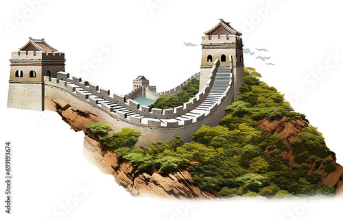 Great Wall of China on Transparent or White Background (PNG) photo