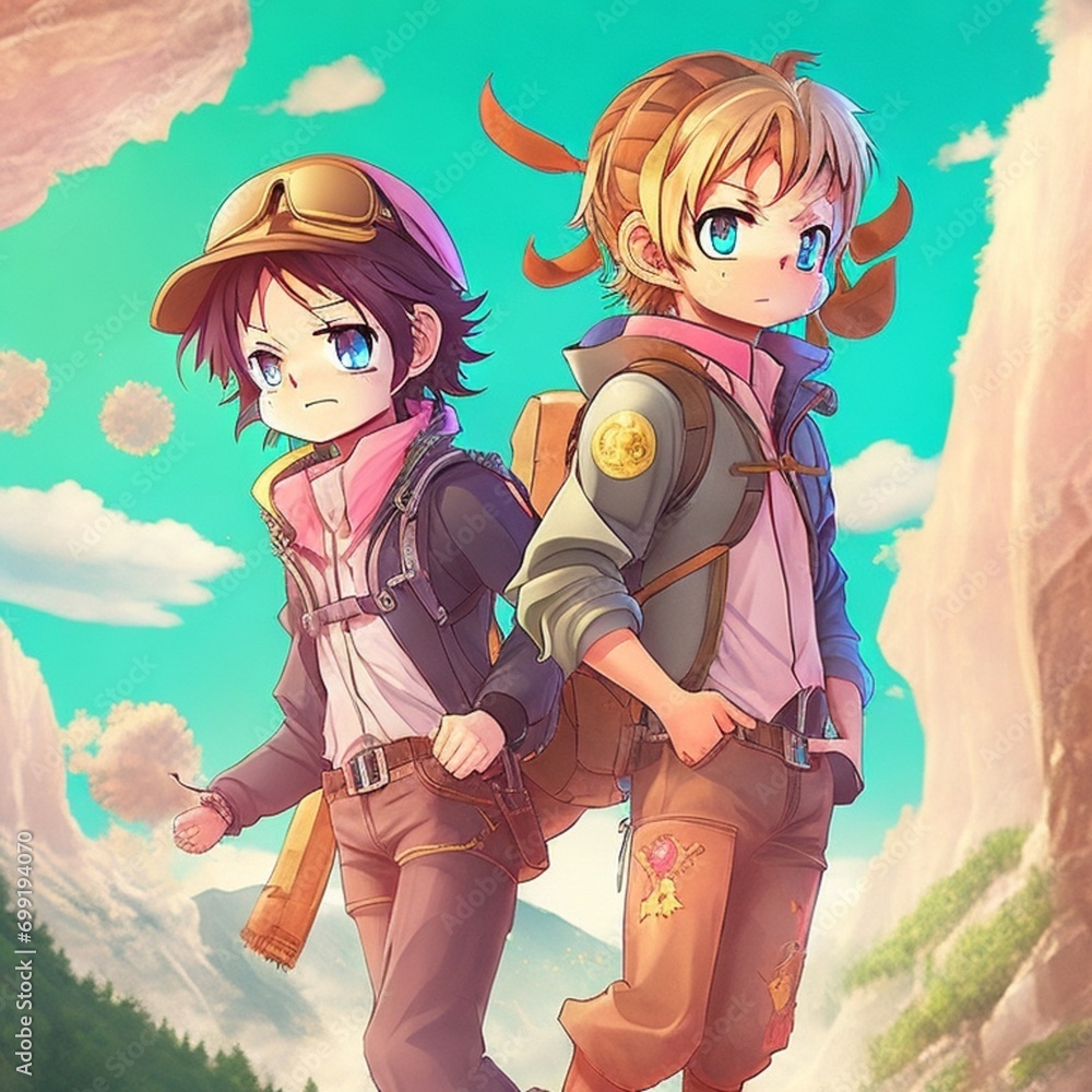 images of mangar drawings in 3d reality, white and color photos. Stock