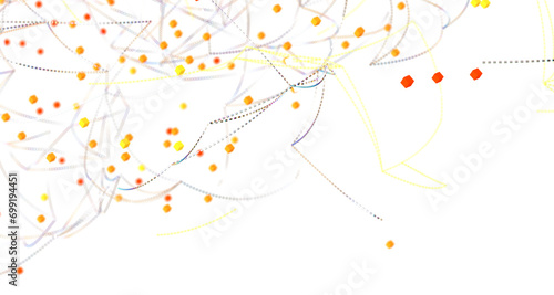 Multi color connected lines and dots network 3d illustration