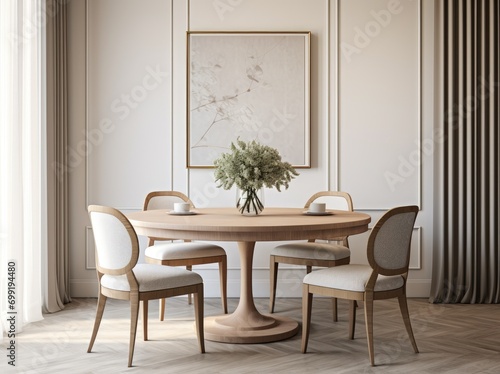 A Simple Dining Table with Four Chairs