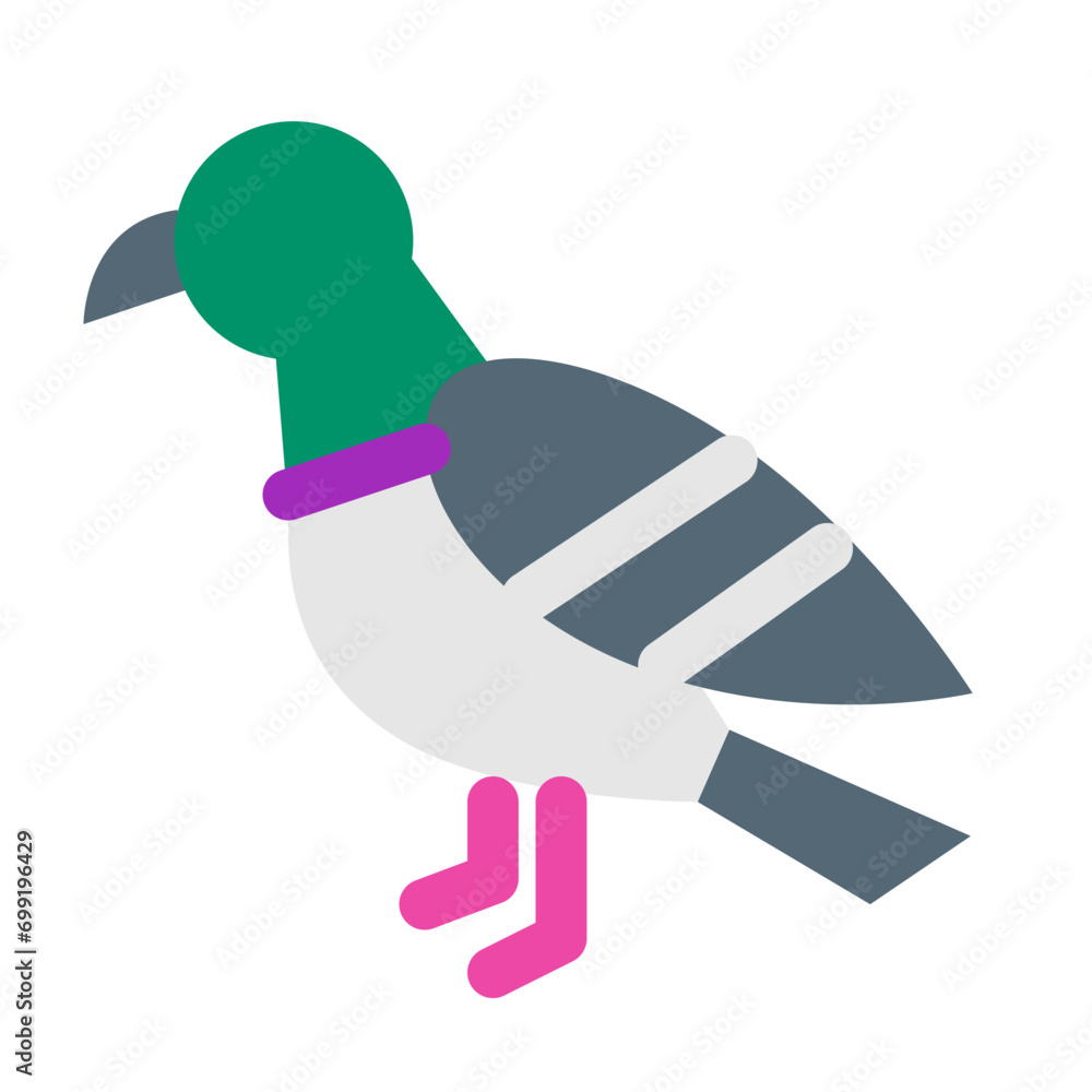 Obraz premium 鳥、ハトを表すカラースタイルのアイコン