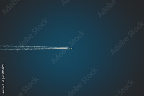 Avião no céu azul fumaça photo