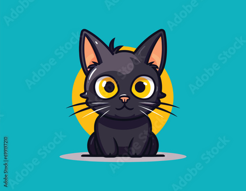 cat with yellow eyes vector on isolated background © saeede