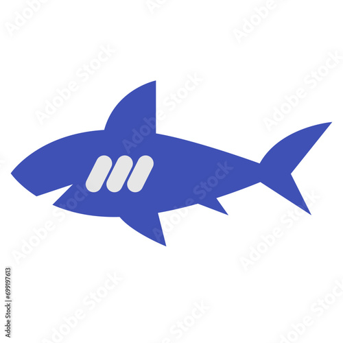 魚、サメを表すカラースタイルのアイコン