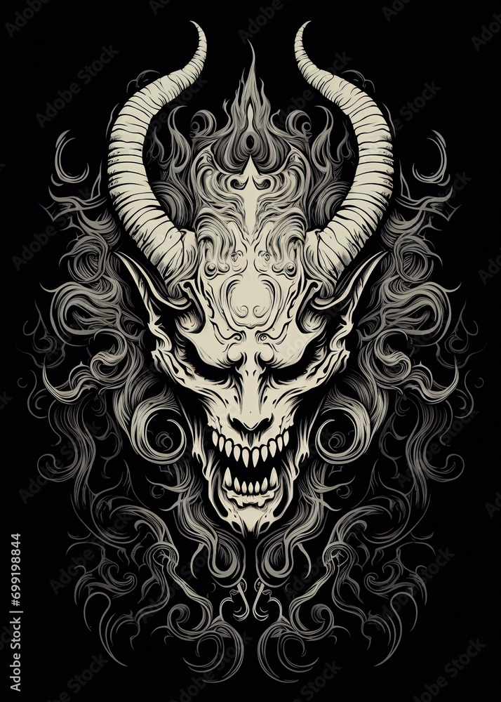 Devil with horns. Sketch drawing design. Generative Ai Devil with horns. Sketch drawing design. Generative Ai