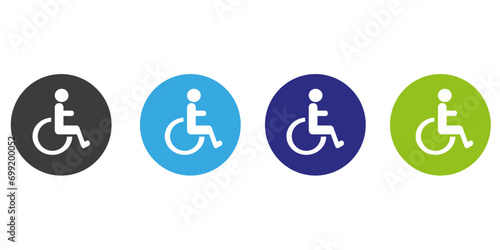 Handicapped patient in wheelchair icon vector sign. 