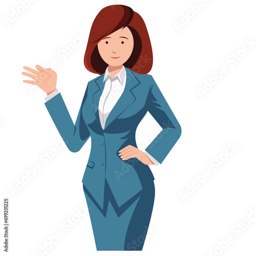 businesswoman in different actions, gestures and poses. Manager runs