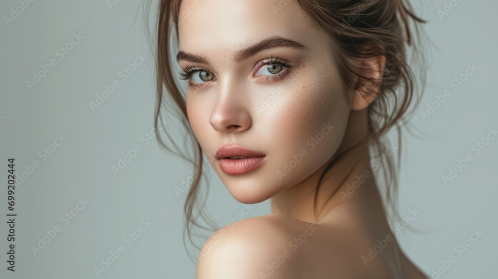 Beautiful woman model pose, facial beauty Beautiful woman model pose, facial beauty
