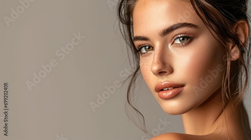 Beautiful woman model pose  facial beauty