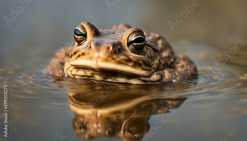 Nice portrait of common toad in the water photo