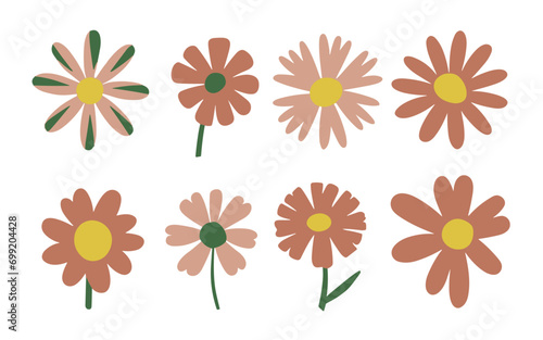 Abstract flowers vector clipart. Spring illustration.