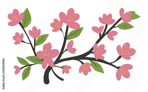 Abstract cherry blossom flowers vector clipart. Spring illustration.