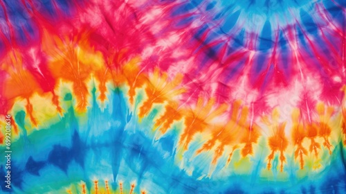 Abstract colourful tie dye textile texture background. Retro, hippie and boho style banner photo