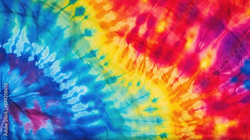 Abstract colourful tie dye textile texture background. Retro, hippie and boho style banner