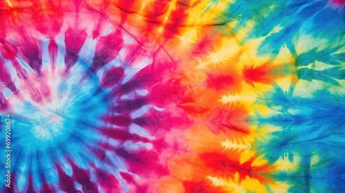 Abstract colourful tie dye textile texture background. Retro  hippie and boho style banner