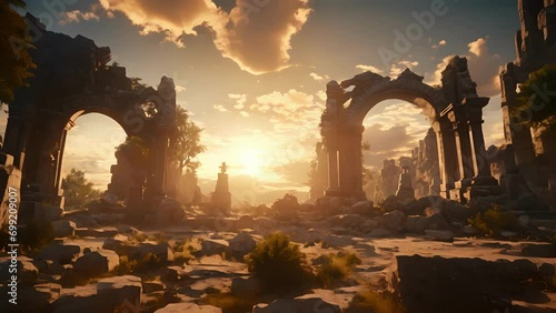 The sun sets on the dead a chill settling over the crumbling tombs and forgotten monuments.