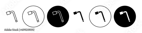 car wheel brace icon set collection. mechanical nut bolt opener metal tool lug wrench or spanner outline vector logo symbol isolated on white background