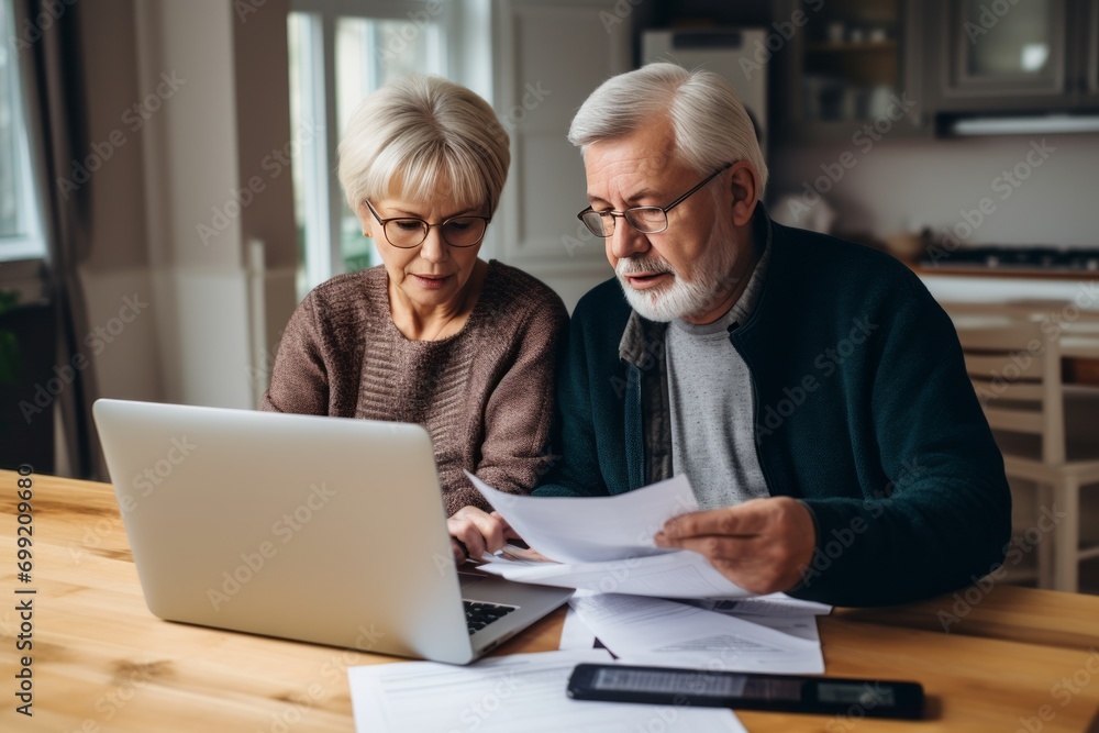 senior couple using laptop senior couple using laptop