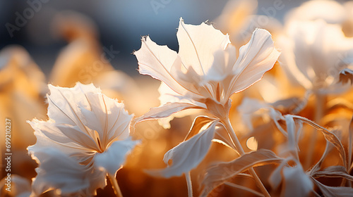 Elegância de flores de cinerária ao entardecer em luz suave  photo