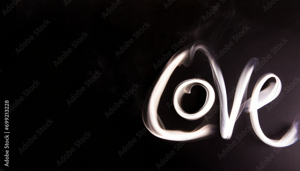Text Love, made in smoke on black background Text Love, made in smoke on black background
