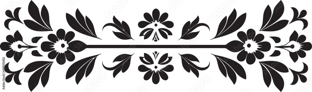 Fototapeta premium Chic Floral Boundary Decorative Line Logo Icon Enchanting Vine Borders Floral Vector Emblem