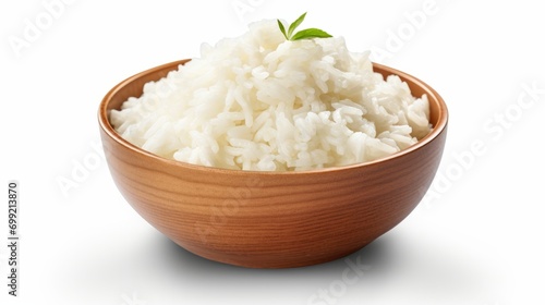 Bowl of rice on a white background isolated PNG isolated on white background, - Created using AI Generative Technology photo