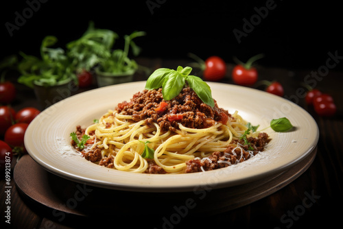 Spaghetti Bolognese with Parmesan and Greens