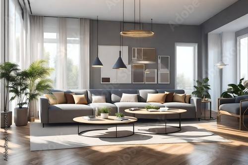 modern living room, Interior design of modern apartment, living room with sofa and coffee tables 3d rendering stock photo © Hasnain Arts