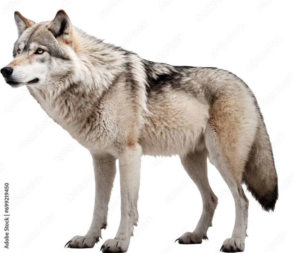 majestic wolf on transparent background, PNG