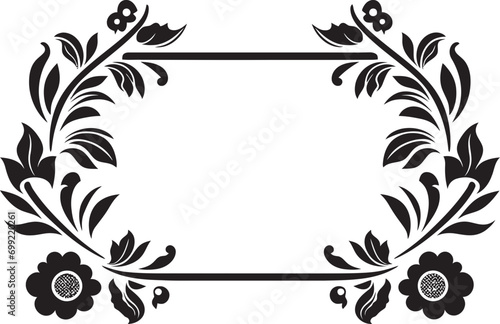 Symmetry in Tiles Geometric Black Icon Floral Mosaic Vector Logo with Black Tiles